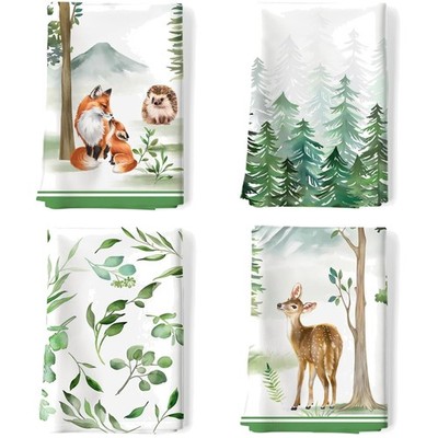 Küchentücher Baumwolle Dschungeltiere Set 4 Stück, Geschirrtücher, 48x70cm, B...
