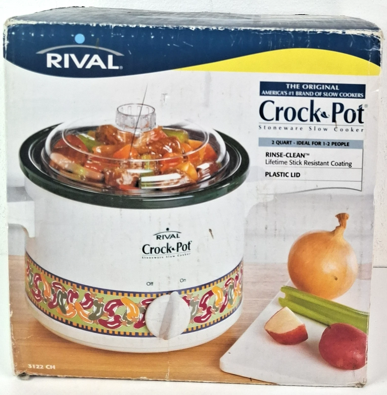Rival 2-quart Slow Cooker Crock Pot Model 3122 Chili Pepper Design 2003. NEW