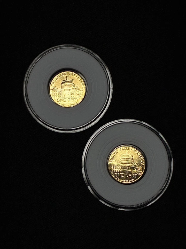 2009p 2009d Gold Plated Lincoln Memorial 2pc  1c Penny Collection - Image 4 of 4