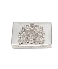A silver Jubilee 1977 pill box with Royal Crest to the lid London