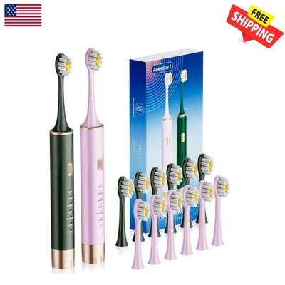 Travel-Friendly Electric Toothbrush Duo - 12 Heads, Smart Timer, Versatile Modes