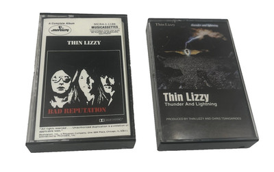 Thin Lizzy 2 Cassette Lot Bad Reputation Rare Yellow Label Thunder and Lightning