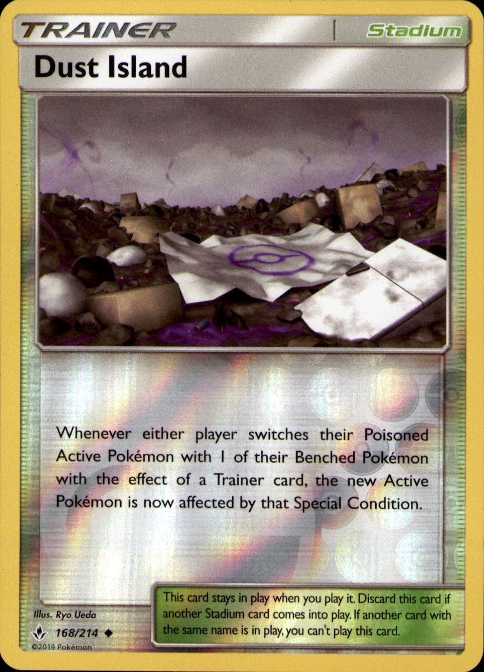 Dust Island 168/214 Uncommon Unbroken Bonds Pokemon Reverse Holo Near Mint