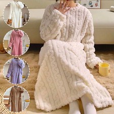Soft Coral Fleece Sleepwear Slim Fit Nightgown Winter Home Comfort Pajamas
