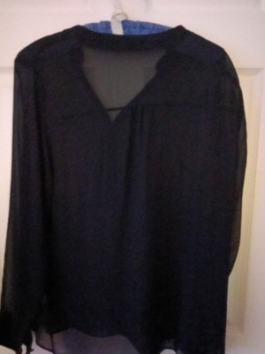 NEW  NO Tags  Ana A New Approach Black  Sheer Long Sleeve Blouse Size XL
