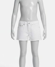 Polo Ralph Lauren Kids Girls White Logo Cotton Frayed Denim Shorts Size 16