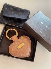 Gucci Key Ring Pink Heart Charm Accessory Leather Metal elegant Bag charm D652
