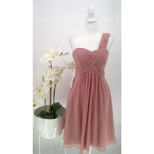 NWT Azazie Dusty Rose One Shoulder Pleated Chiffon Evening Dress Size A2