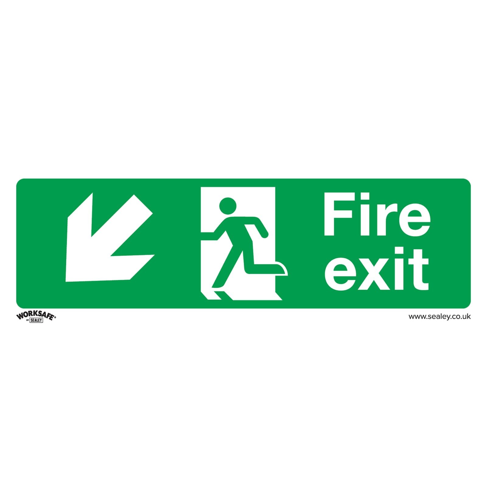 Sealey Fire Exit (Down Left) Rigid Plastic Safety Sign SS34P10 - Pack of 10