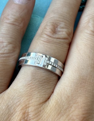Tiffany & Co. T Square Diamond Band Wedding Ring 18K White Gold