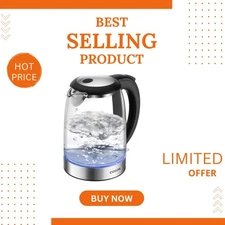 Modern 1500W Electric Kettle - 1.8Qt Glass & Steel Design, Automatic Shutoff