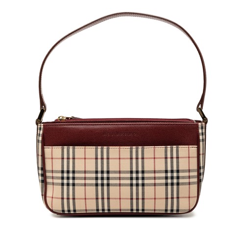 Burberry House Check Canvas Shoulder Bag Pre-Loved Beige