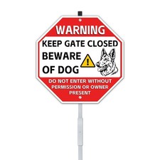 Beware of Dog Yard Sign with Stake for Home Yard Farm Garden Fence