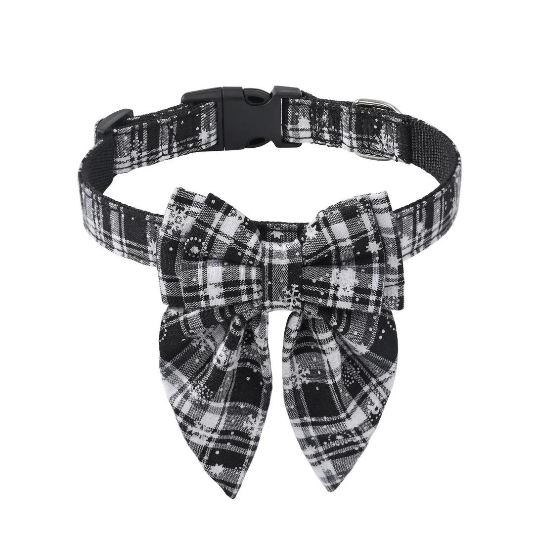 Plaid bow Collar-Christmas Dog collar-