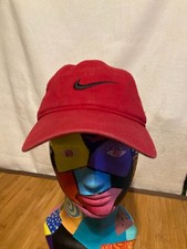 Nike Boys Youth Baseball Cap Red Cotton Swoosh Logo Adjustable Hat 2319-R78