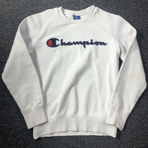 Champion Pullover Sweatshirt Womens Extra Small White Crew Neck Fleece