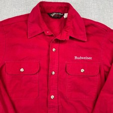 Vintage Budweiser Anheuser Busch A & Eagle Collection Red Chamois Shirt Men Med