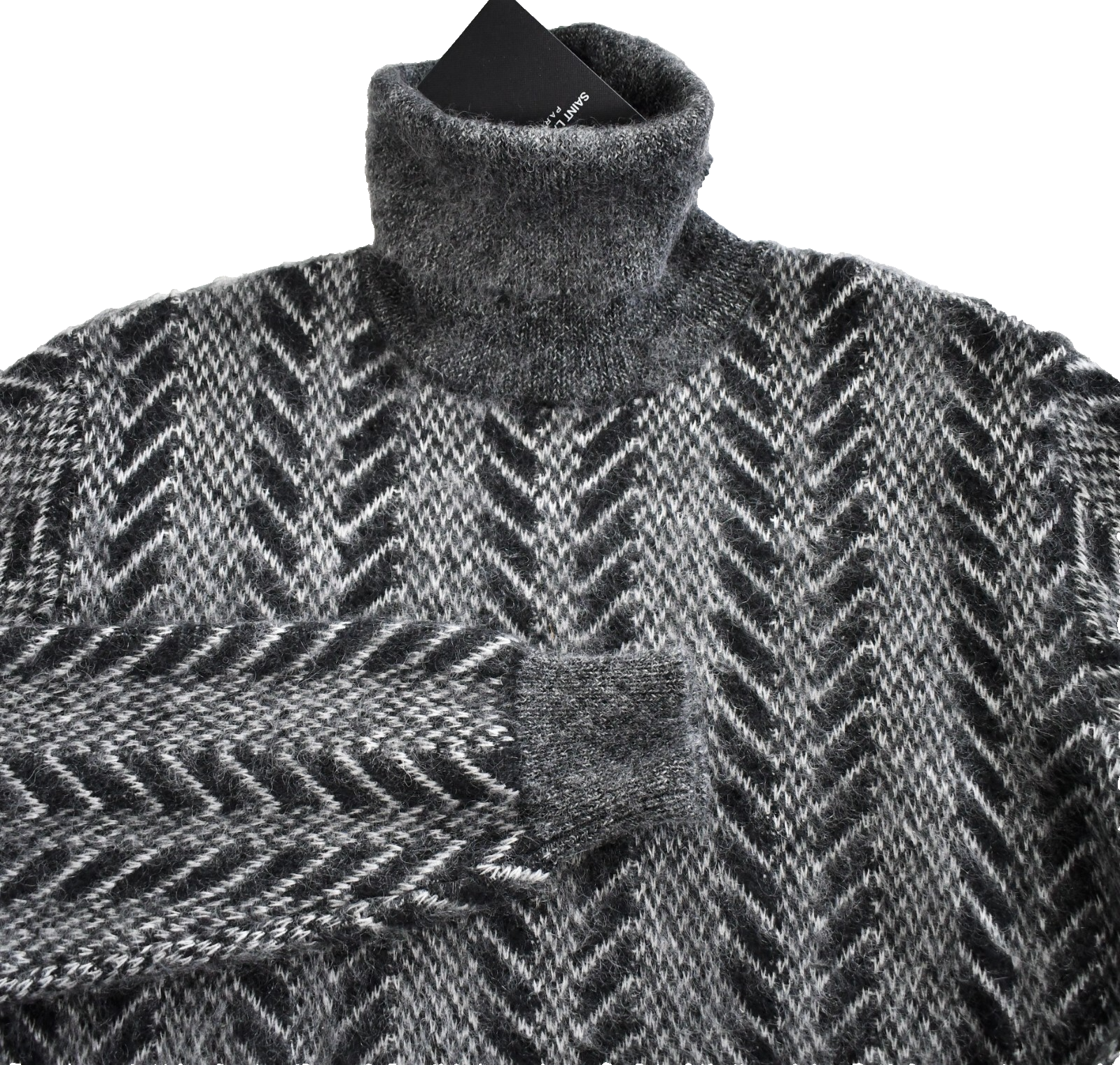 ?️SAINT LAURENT Maglione donna girocollo grigio LANA MOHAIR S