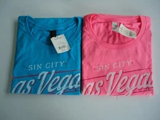 SIN CITY LAS VEGAS 2-SHIRT SET NEW WITH TAGS BLUE PINK LARGE