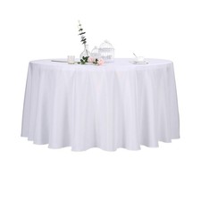 Ascoza 2pack 120 Inch White Round Tablecloth in Polyester Fabric for Wedding/...