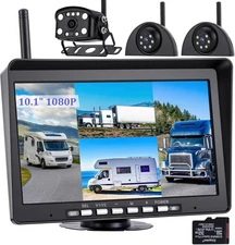 10.1" Wireless RV Backup Camera System ~ 1080P DVR Monitor/Night Vision *6030D1H