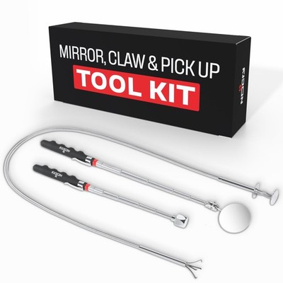 Telescoping Magnetic Pickup Tool Set - 36in Flexible Claw, 16lb Pull Force