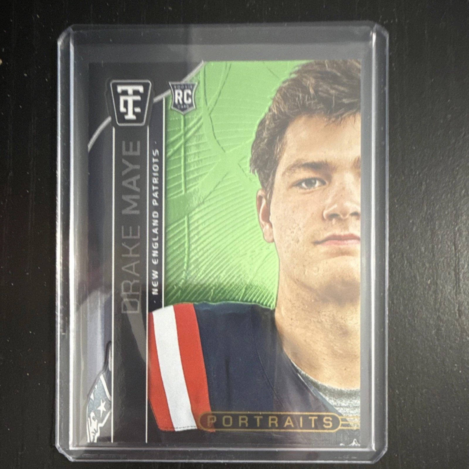 Drake Maye Panini Totally Certified Portraits #3 Mirror Neon Green