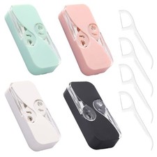  4 Pack Portable Floss Dispenser with 48 Dental Floss, Flosser Storage Box f...