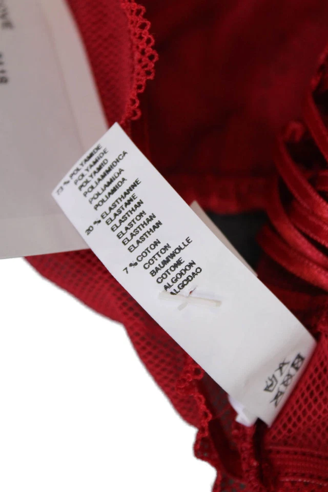 Lise Charmel Womens Lace Mesh Lace Up Detail Thong Panties Red Size 12 - Image 4 of 4