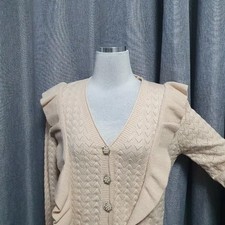 Beige Gemstone Frill Cardigan - Vintage Style