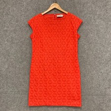 Carolina Herrera Womens Dress Size 10 Red Broderie Shift Cotton Lined 33325