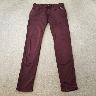 Replay Mens Jeans 31x33 Maroon Wine Anbass M914 Slim Zip Fly Denim Wash W31 L33