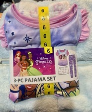 Disney Girl's Princess 3- Piece Short  Pant Jersey Pajama Set Size 6