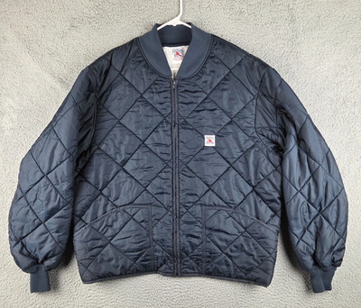 #ad Firemans Chore Jacket Size 2XL Blue Quilted Bomber Lined Made In USA $40.99