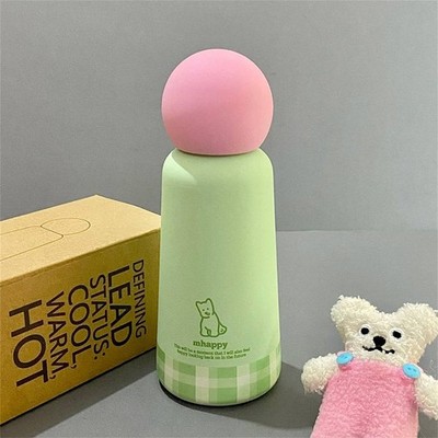 350ml Green Cute Dog Print Insulated Water Bottle Travel Flask