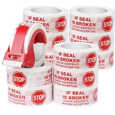 LECEHIVO 12 Rolls Security Tamper Proof Tape with Tape Dispenser 2 Inch x 110...