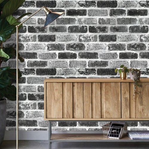 Grey Brick Wallpaper Peel and Stick Wallpaper Faux Brick Wall Paper Self Adhe... - 第 3/7 張圖片