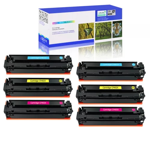 6PK CF401X-403X C/M/Y Toner for HP 201X Color LaserJet M252dw MFP M277dw M277n
