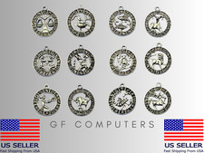 Charm Bracelet Black Enamel Zodiac Constellation Silver Necklace Pendant Jewelry