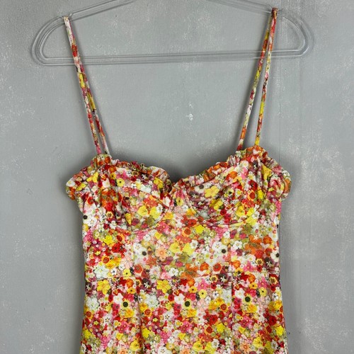 Anthropologie Hutch midi dress size S yellow floral sweetheart spaghetti strap - Picture 2 of 13
