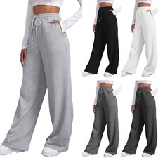 Women  s Fleece Lined Sweatpants Wide Straight Leg Pants Bottom Yoga Sweatpants