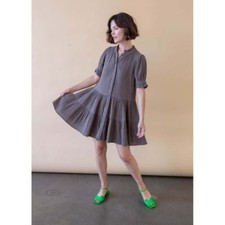 Apiece Apart mini dress size S Las Alturas organic cotton swing Morel brown