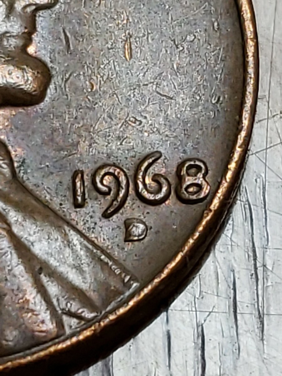 1968 P Lincoln Cent DDO/DDR Minting Error Filled Mint Mark