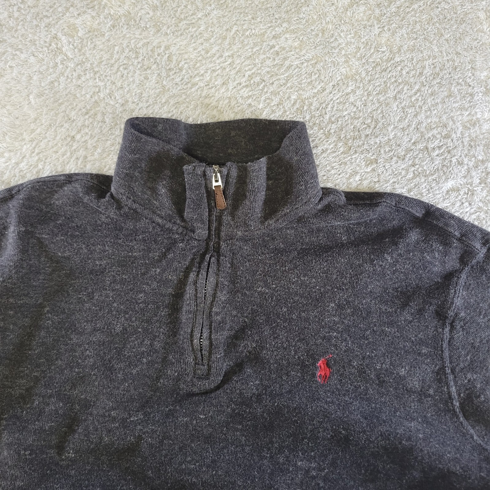 Polo Ralph Lauren Estate maglione costine uomo XL nero felpa rosso pony 1 4 zip
