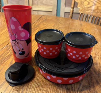 Tupperware Disney Kids Lunch Set Minnie Mouse Cereal Snack Bowls, Cups + Tumbler