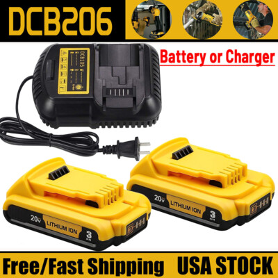 20V 3.0Ah Replace For DEWALT DCB201 Max Lithium Compact Battery DCB203 / Charger