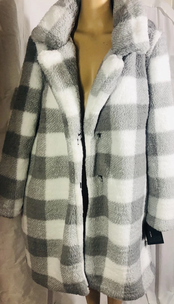 Women Winter Coat Fluffy Faux Fleece with Hook Loop Closure By Steve Madden