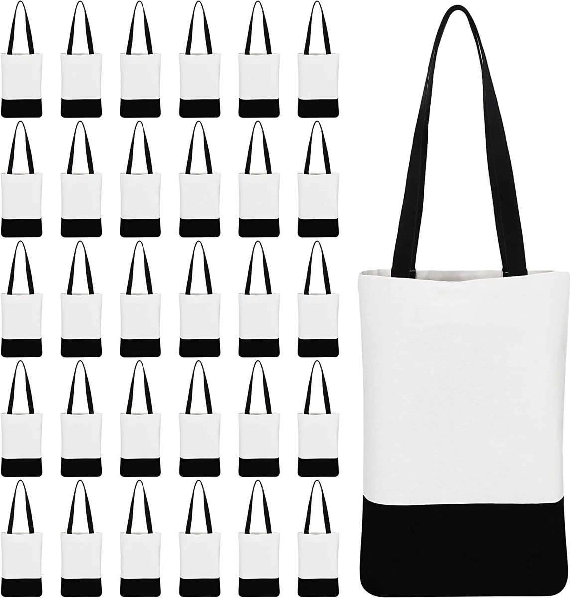 30 Pack Canvas Tote Bags Bulk 17 X 14 X 4 Inch Large Reusable Grocery Bags  with