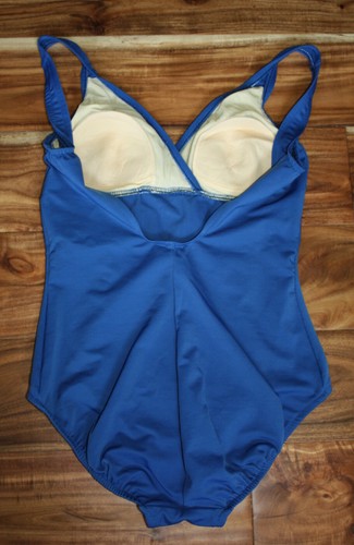 Traje de baño Lands End 8 3267 azul vintage espalda en U sin alambre hecho en EE. UU. excelente condición - Imagen 2 de 3