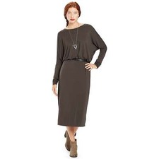 NAU Repose LONG SLEEVE Round SCOOP NECK Modal STRETCH DRESS Women size SMALL New